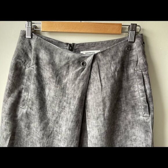 anthropologie Sandwich grey 100% linen skirt size XS - Picture 5 of 12